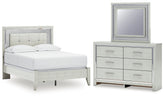 Best Deals Furniture - Ashley Furniture - Zyniden Full Upholstered Panel Bed, Dresser and Mirror - Full Upholstered Panel Bed, Dresser and Mirror - B2114B6